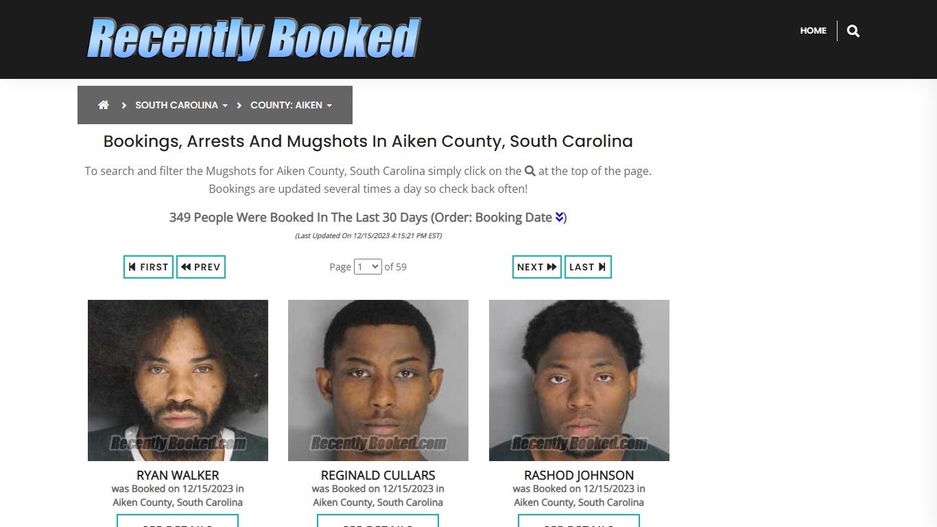 Bookings, Arrests and Mugshots in Aiken County, South Carolina