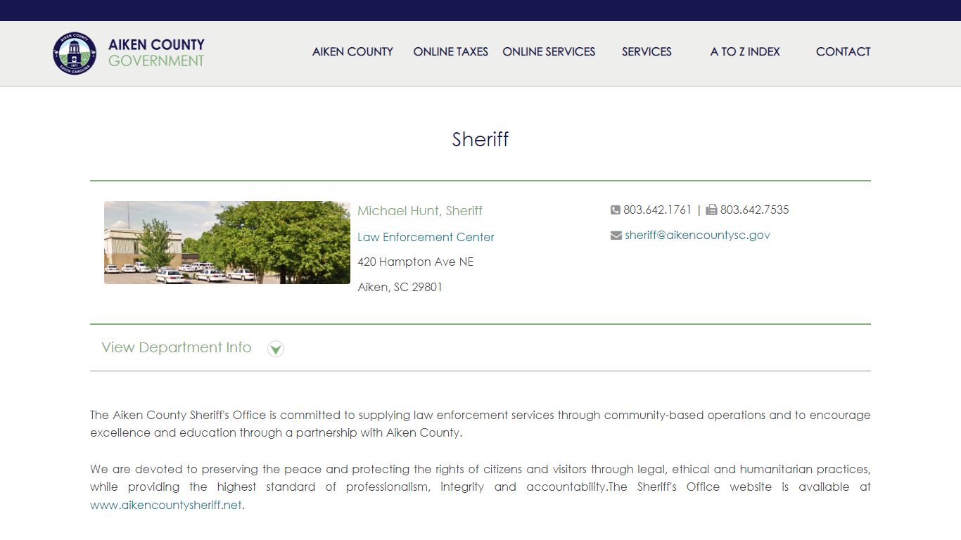 Sheriff - Aiken County Government