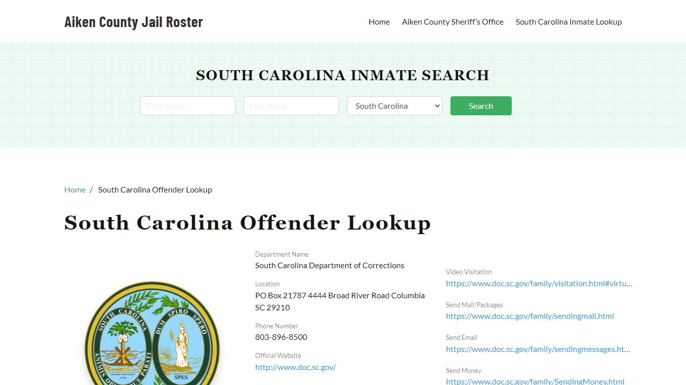 South Carolina Inmate Search, Jail Rosters